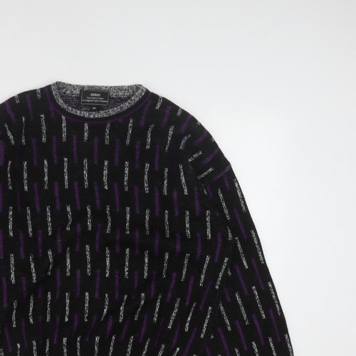 Sears Men’s Black Purple Geometric Knit Pullover Jumper M