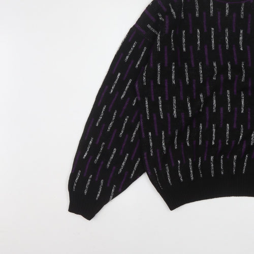 Sears Men’s Black Purple Geometric Knit Pullover Jumper M