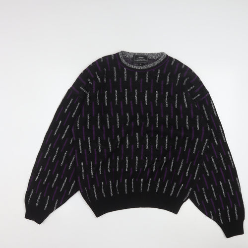 Sears Men’s Black Purple Geometric Knit Pullover Jumper M
