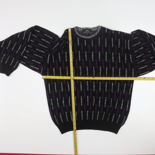 Sears Men’s Black Purple Geometric Knit Pullover Jumper M