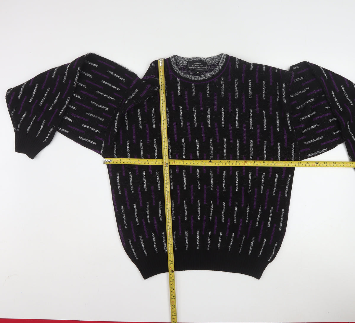 Sears Men’s Black Purple Geometric Knit Pullover Jumper M