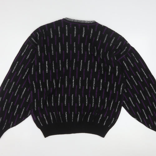 Sears Men’s Black Purple Geometric Knit Pullover Jumper M