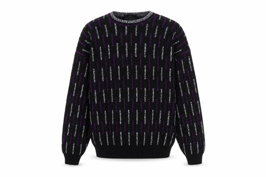Sears Men’s Black Purple Geometric Knit Pullover Jumper M
