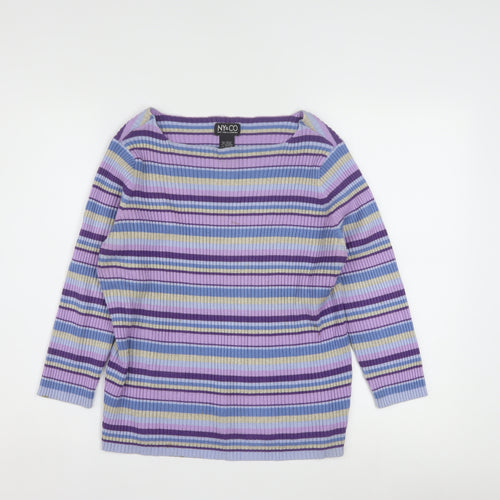 NY & CO Women’s Multicoloured Striped Boat Neck Knit Jumper L