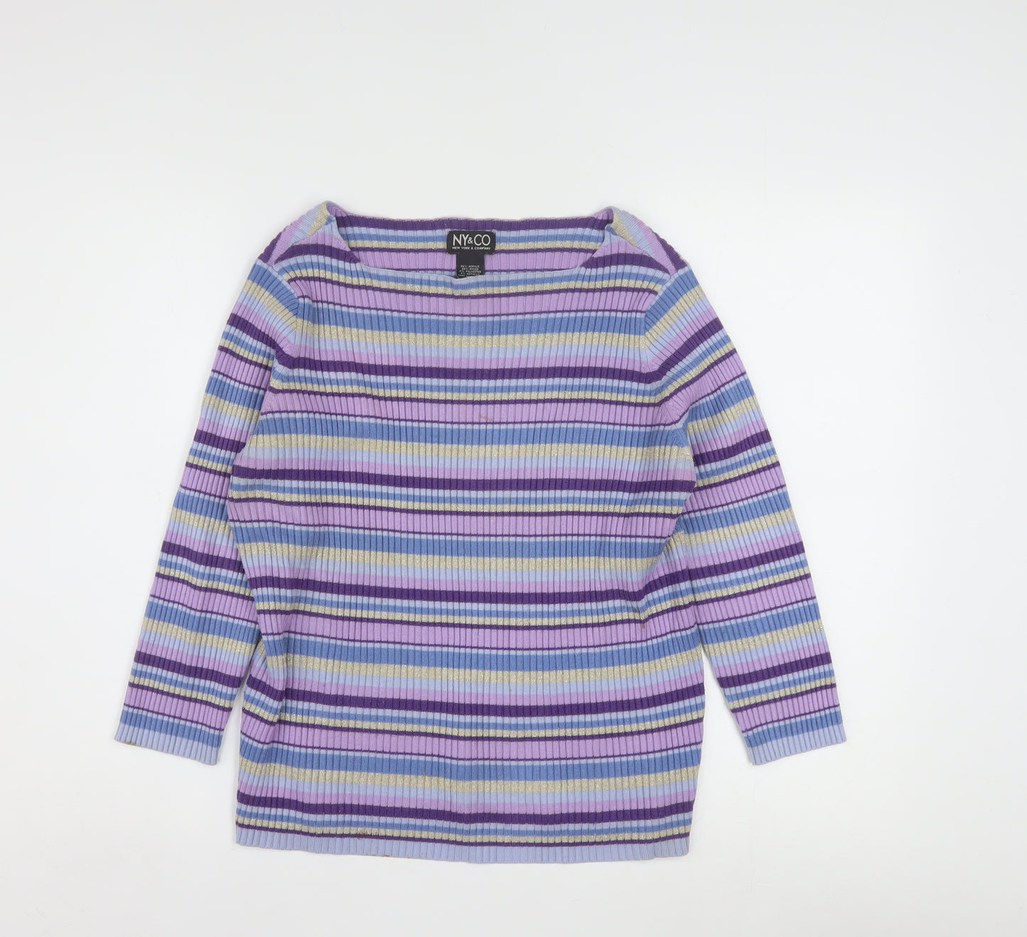 NY & CO Women’s Multicoloured Striped Boat Neck Knit Jumper L