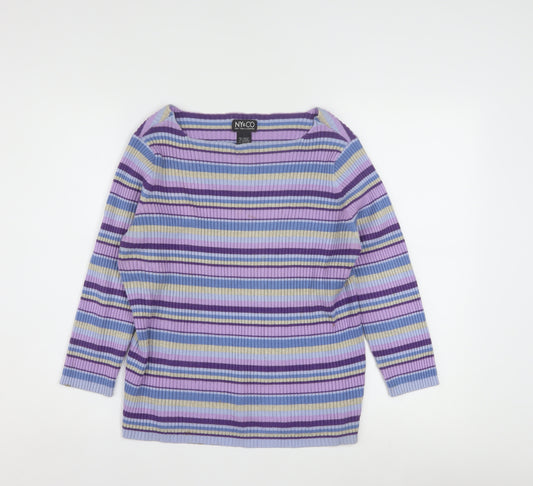 NY & CO Women’s Multicoloured Striped Boat Neck Knit Jumper L