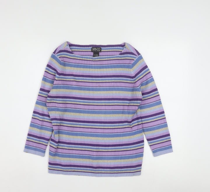 NY & CO Women’s Multicoloured Striped Boat Neck Knit Jumper L