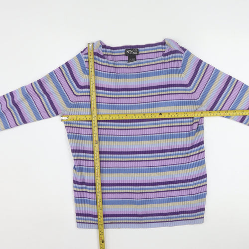 NY & CO Women’s Multicoloured Striped Boat Neck Knit Jumper L