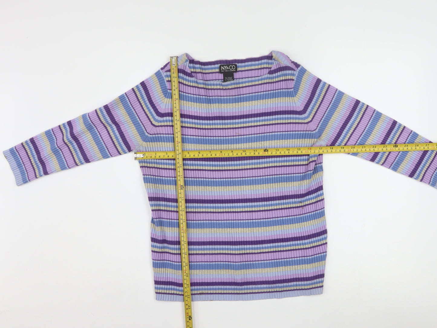NY & CO Women’s Multicoloured Striped Boat Neck Knit Jumper L