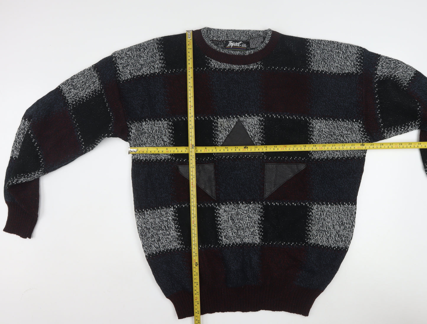 Impact Men’s Multicoloured 2XL Retro Chunky Knit Pullover Jumper