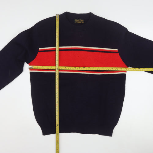 North Cape Men's Blue Wool Striped Pullover Jumper M