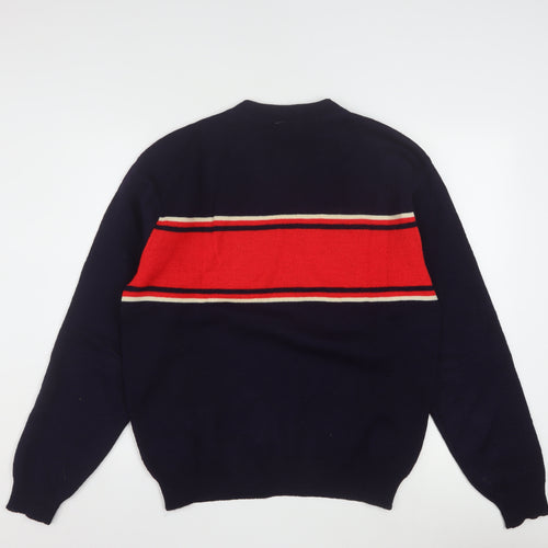 North Cape Men's Blue Wool Striped Pullover Jumper M