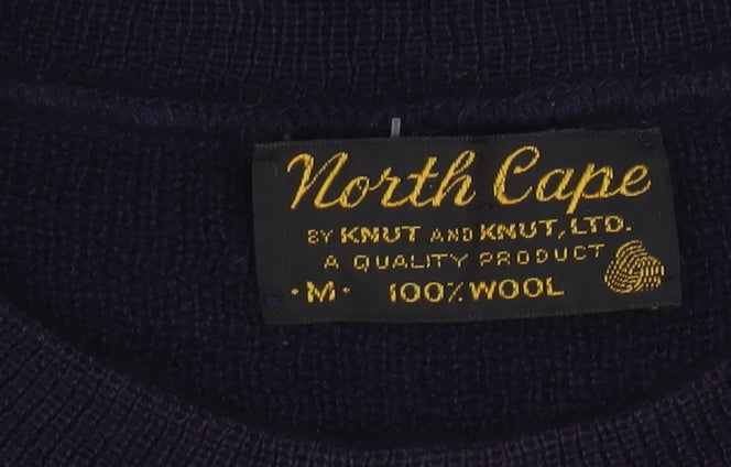 North Cape Men's Blue Wool Striped Pullover Jumper M