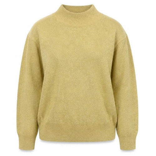 Dressbarn Women’s Gold L Mock Neck Metallic Knit Pullover Jumper