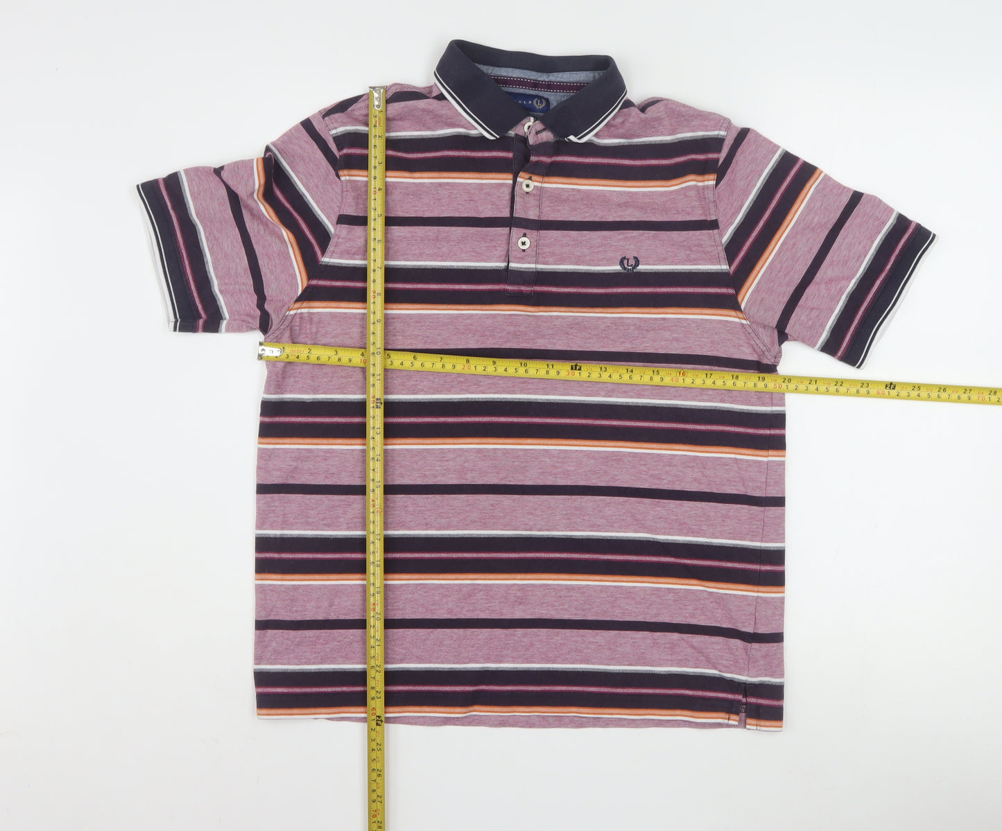 Lincoln Men's Multicoloured Striped Cotton Polo Shirt Size M