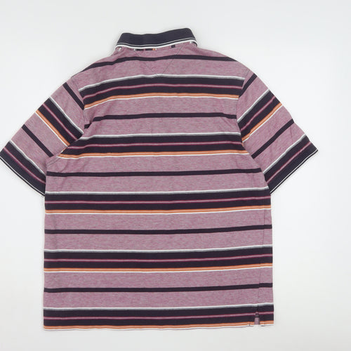 Lincoln Men's Multicoloured Striped Cotton Polo Shirt Size M
