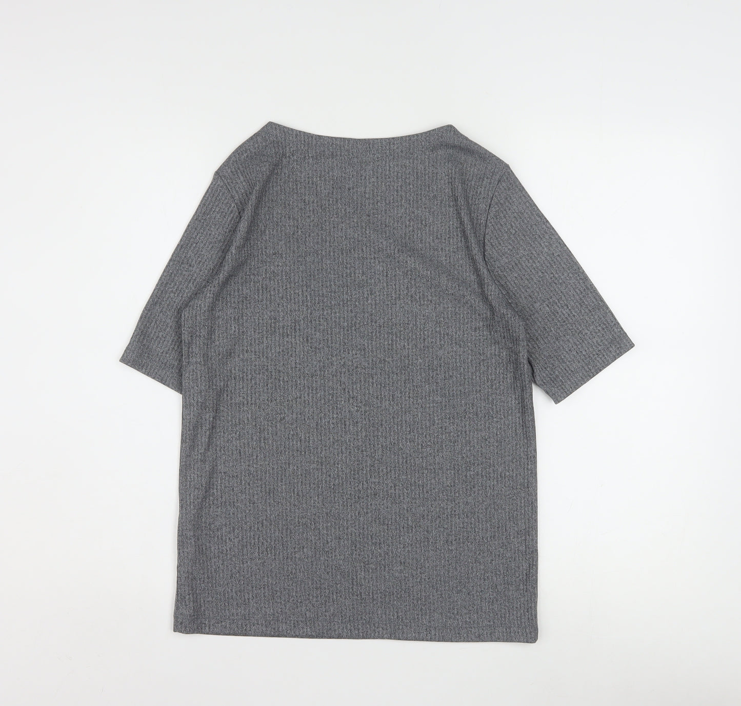 Uniqlo Women Grey Basic Boat Neck Short Sleeve T-Shirt L
