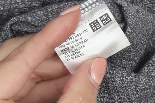 Uniqlo Women Grey Basic Boat Neck Short Sleeve T-Shirt L