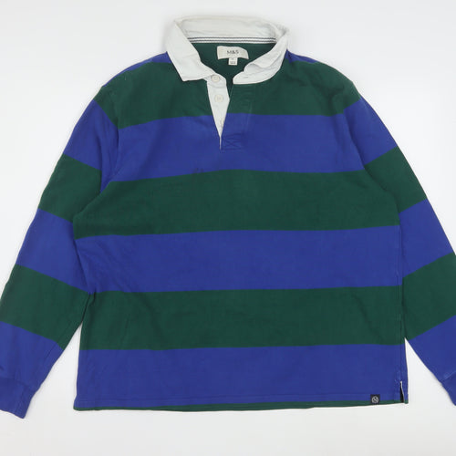Marks and Spencer Men's Multicoloured XL Long Sleeve Rugby Polo Shirt