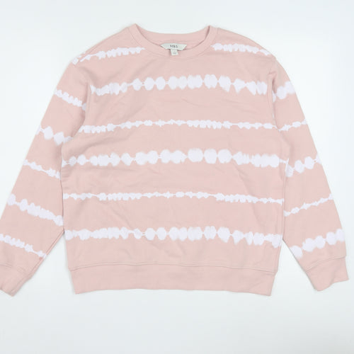 Marks and Spencer Womens Pink Tie Dye Cotton Crew Neck Sweatshirt S