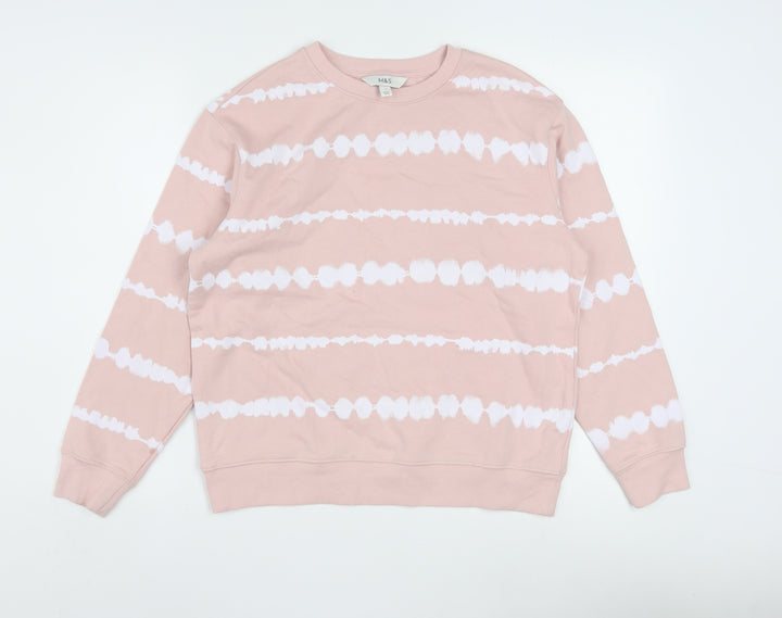 Marks and Spencer Womens Pink Tie Dye Cotton Crew Neck Sweatshirt S