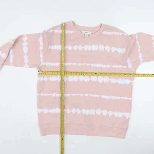 Marks and Spencer Womens Pink Tie Dye Cotton Crew Neck Sweatshirt S