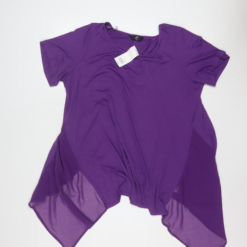 Women's Purple Tunic Blouse Size 16 Short Sleeve Viscose Blend