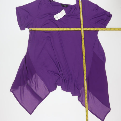 Women's Purple Tunic Blouse Size 16 Short Sleeve Viscose Blend