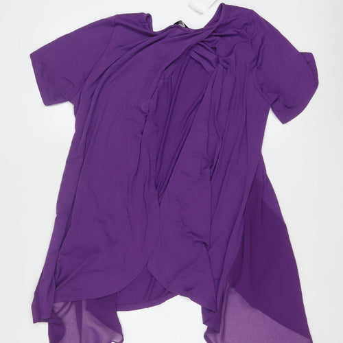 Women's Purple Tunic Blouse Size 16 Short Sleeve Viscose Blend