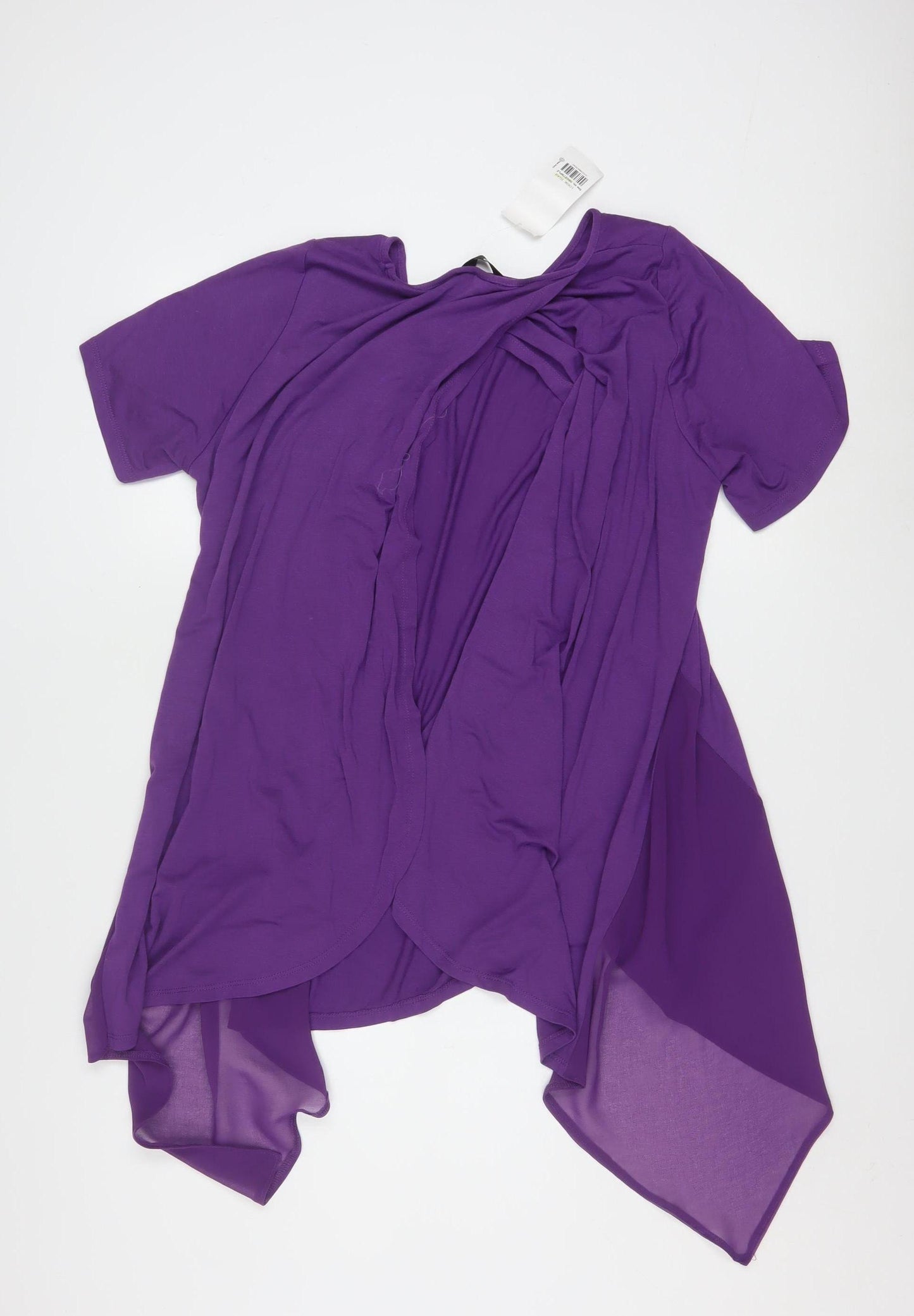 Women's Purple Tunic Blouse Size 16 Short Sleeve Viscose Blend