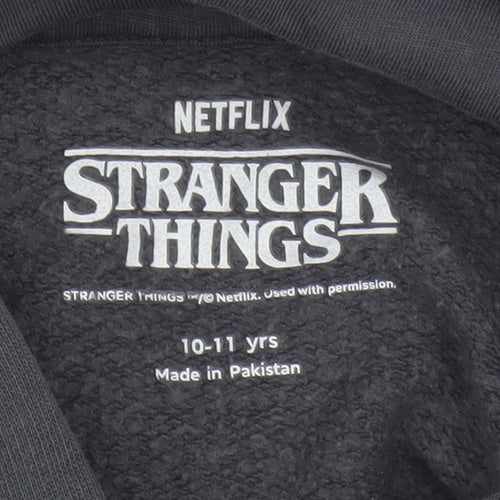 Marks and Spencer Boys Grey Stranger Things Pullover Hoodie 10-11 Years