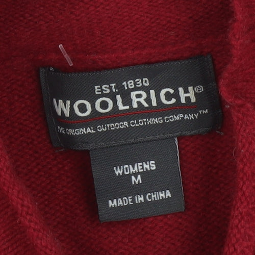 Woolrich Womens Red Mock Neck Christmas Fair Isle Wool Jumper M