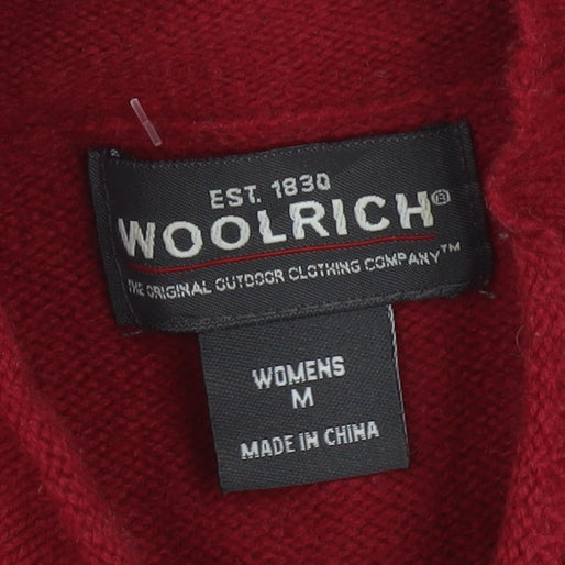 Woolrich Womens Red Mock Neck Christmas Fair Isle Wool Jumper M