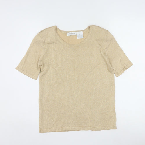 Liz Claiborne Women’s Beige Metallic Rayon Short Sleeve T-Shirt M