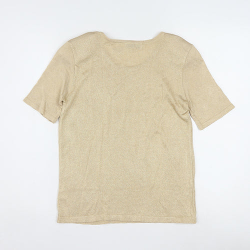 Liz Claiborne Women’s Beige Metallic Rayon Short Sleeve T-Shirt M