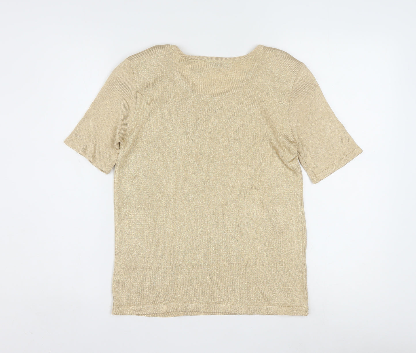 Liz Claiborne Women’s Beige Metallic Rayon Short Sleeve T-Shirt M