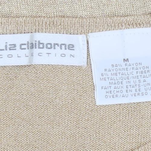 Liz Claiborne Women’s Beige Metallic Rayon Short Sleeve T-Shirt M