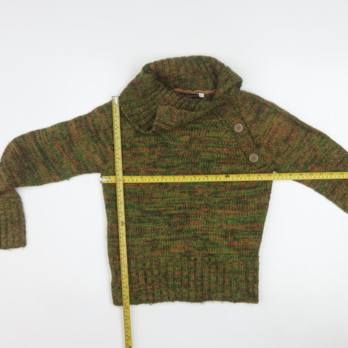 Mr Greence Women's Green Chunky Knit Cowl Neck Jumper M