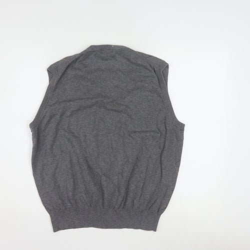Dockers Men's Grey Argyle V-Neck Cotton Sleeveless Vest L