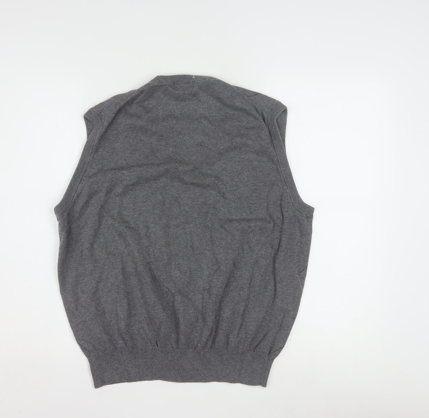Dockers Men's Grey Argyle V-Neck Cotton Sleeveless Vest L
