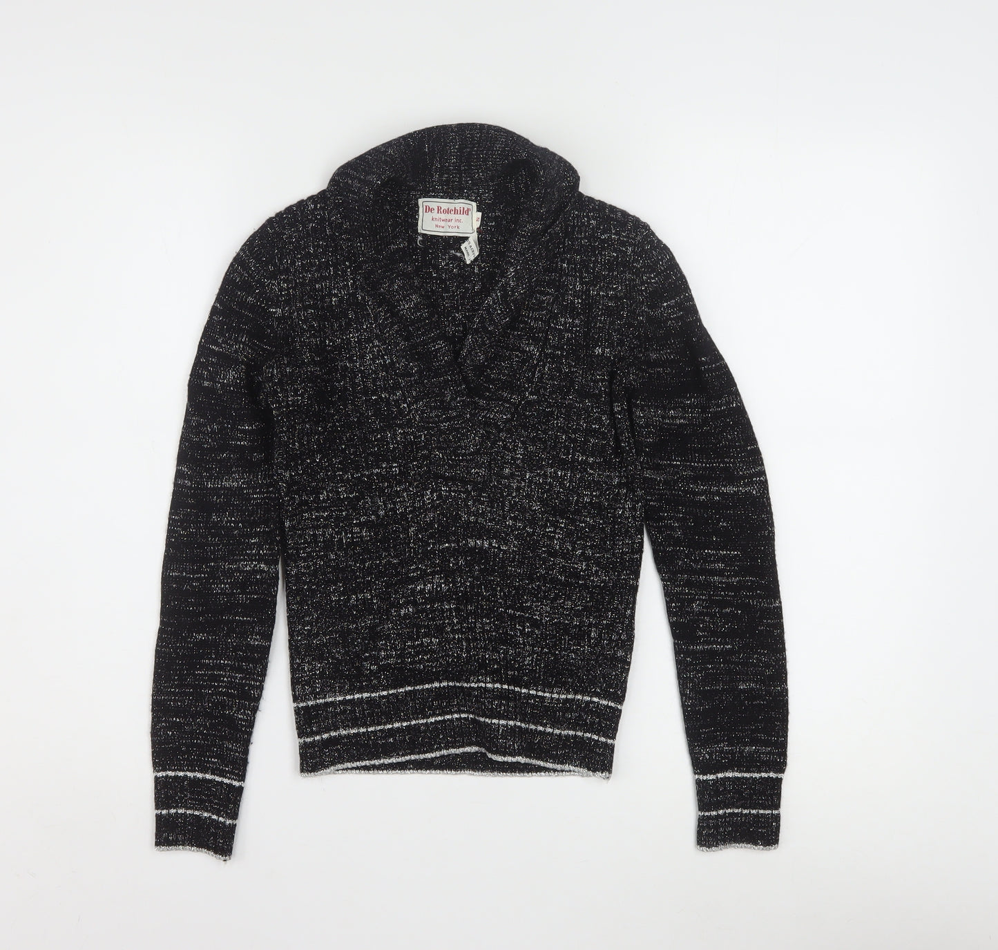 De Rotchild Womens Black V-Neck Knit Pullover Jumper Size S
