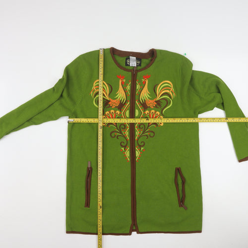 Bob Mackie Women's Green Embroidered Animal Cardigan M