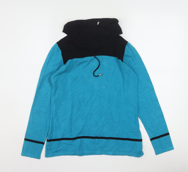 Laura Petites Women’s Blue Black High Neck Knit Pullover Jumper XS