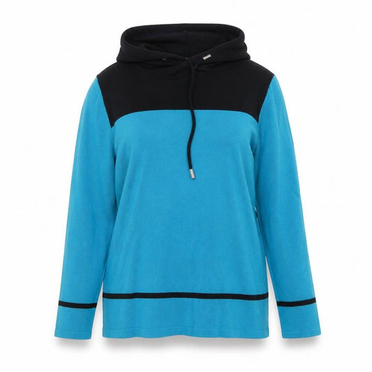 Front view of Laura Petites Women’s Blue Black High Neck Knit jumper XS