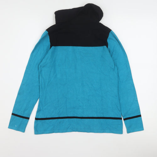 Laura Petites Women’s Blue Black High Neck Knit Pullover Jumper XS
