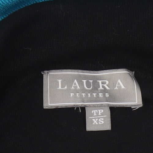 Laura Petites Women’s Blue Black High Neck Knit Pullover Jumper XS
