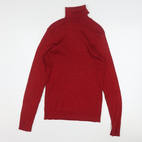 Charter Club Women's Red Roll Neck Silk Blend Jumper Size M