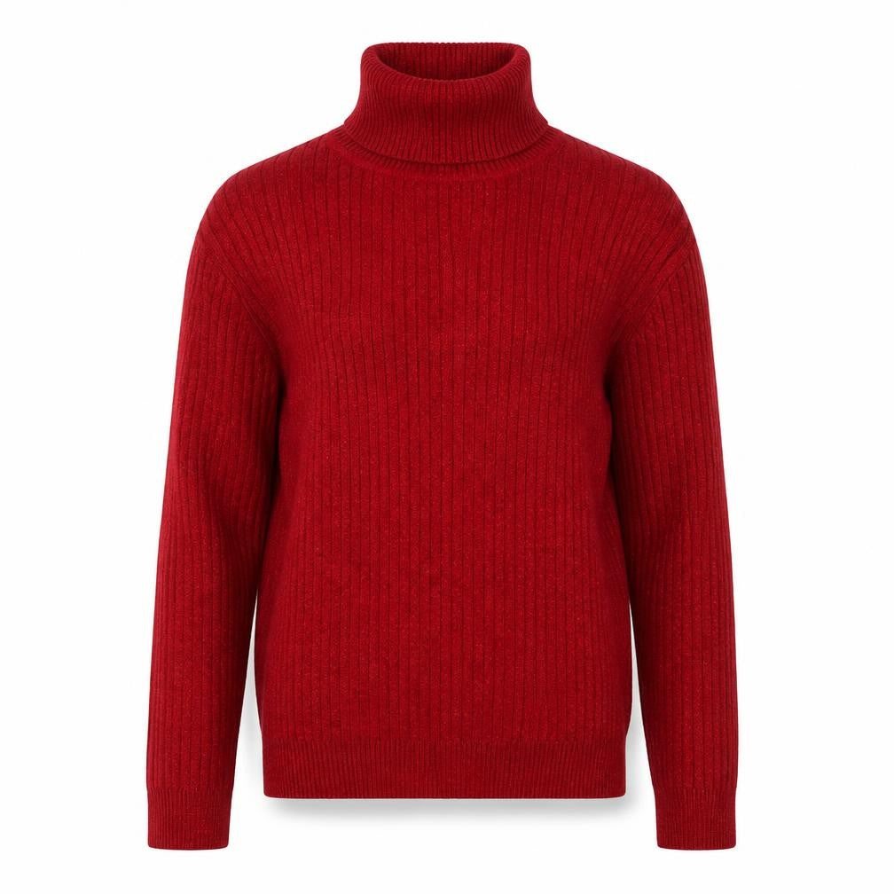 Front view of Charter Club Women's Red Roll Neck Silk Blend Jumper, size M