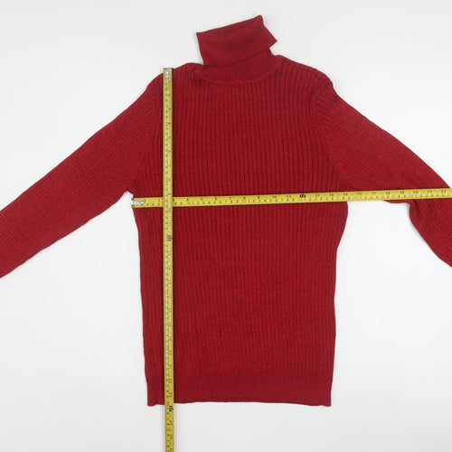Charter Club Women's Red Roll Neck Silk Blend Jumper Size M