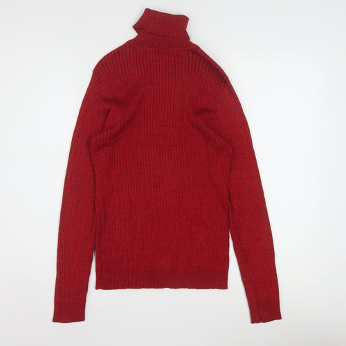 Charter Club Women's Red Roll Neck Silk Blend Jumper Size M